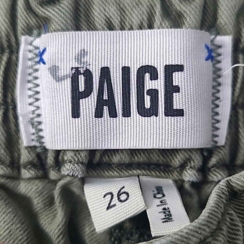 Paige Olive Green Jogger Pants Size 26 Stretch Tapered Casual Loungecore Y2K - Picture 7 of 15